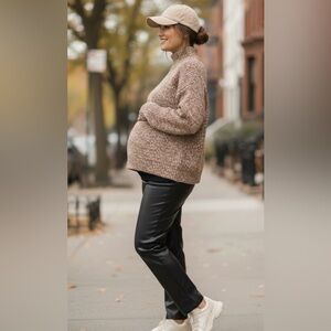 Abercrombie & Fitch Maternity Vegan Leather 90s Straight Pant Size 32L NWT $110